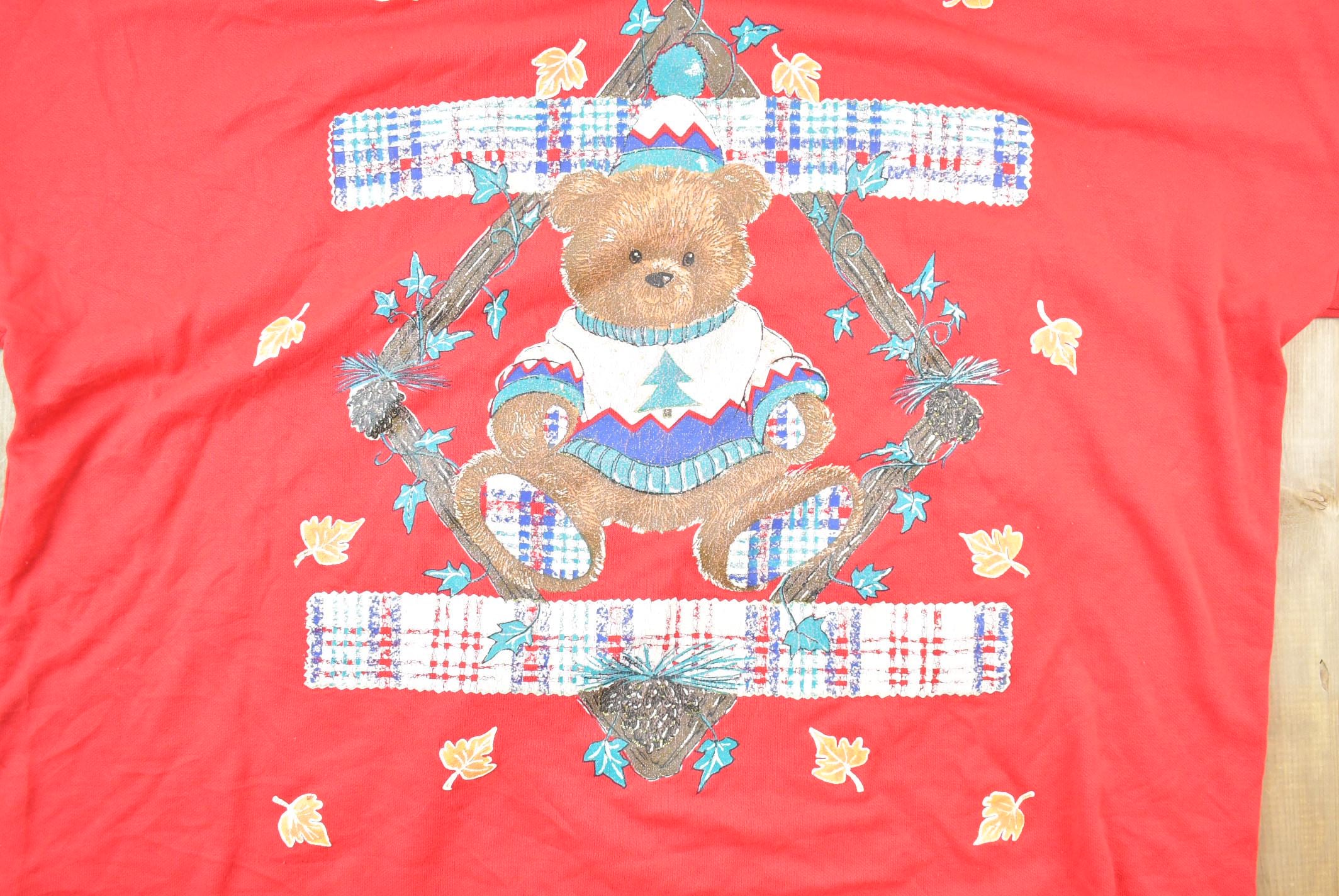Vintage 1990s Teddy Bear Holiday Time Christmas Cute Crewneck Sweater