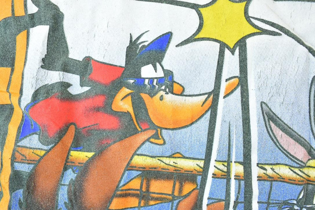 Vintage 1996 Warner Brothers Volleyball Taz Daffy Novel Teez Cartoon Promo T-Shirt