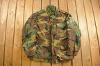 Vintage 1982s Military Woodland Camouflage Cold Weather Field Jacket