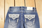 Vintage Deadstock Y2K Grace LA Bedazzled Low Rise Jeans Women's Size 27 x 32