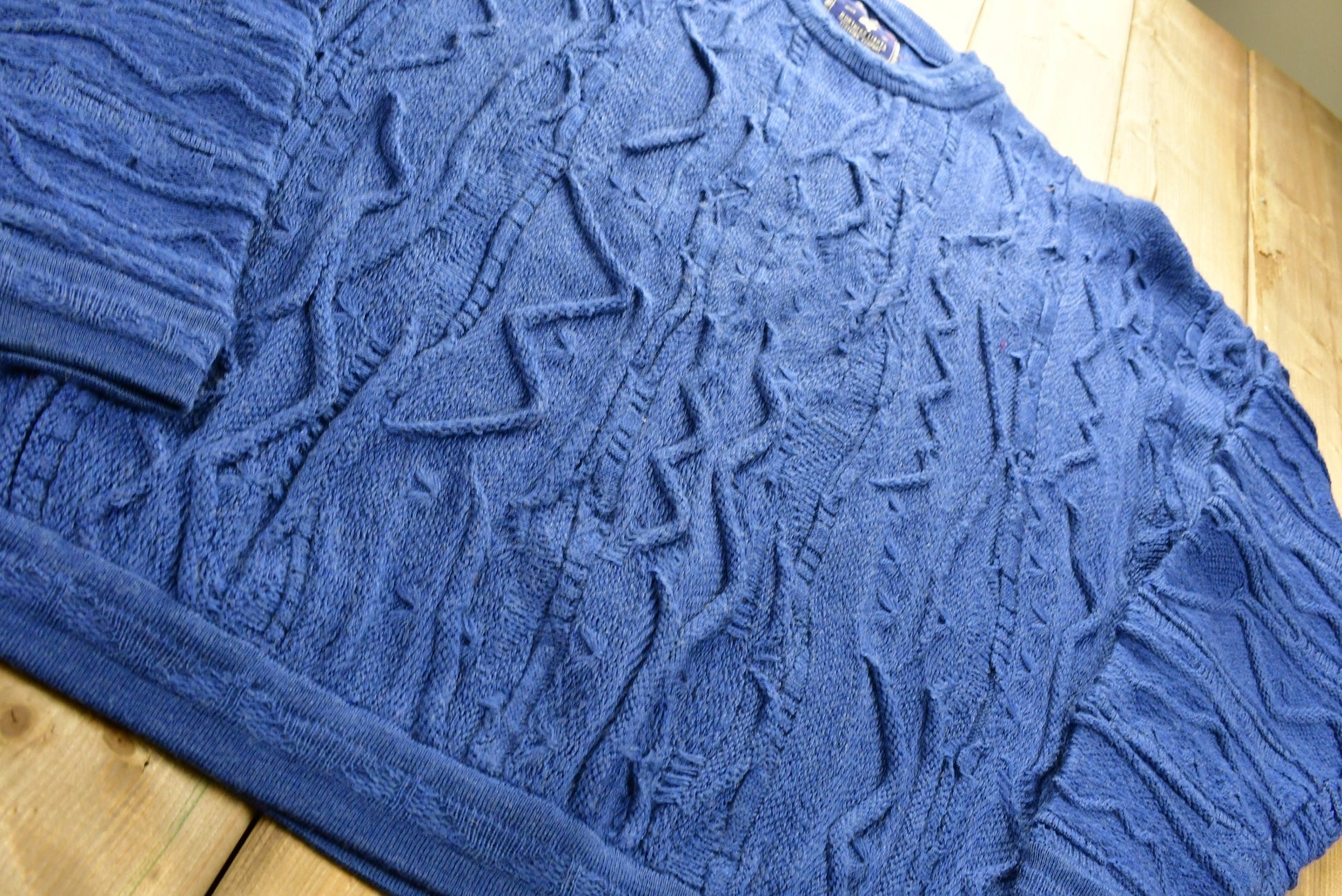 Vintage 1990's 3D Cable Knit 100% Wool Sweater