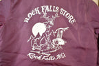 Vintage 1990s Rock Falls Store Wisconsin Graphic Print Snap Button Satin Jacket Made In USA