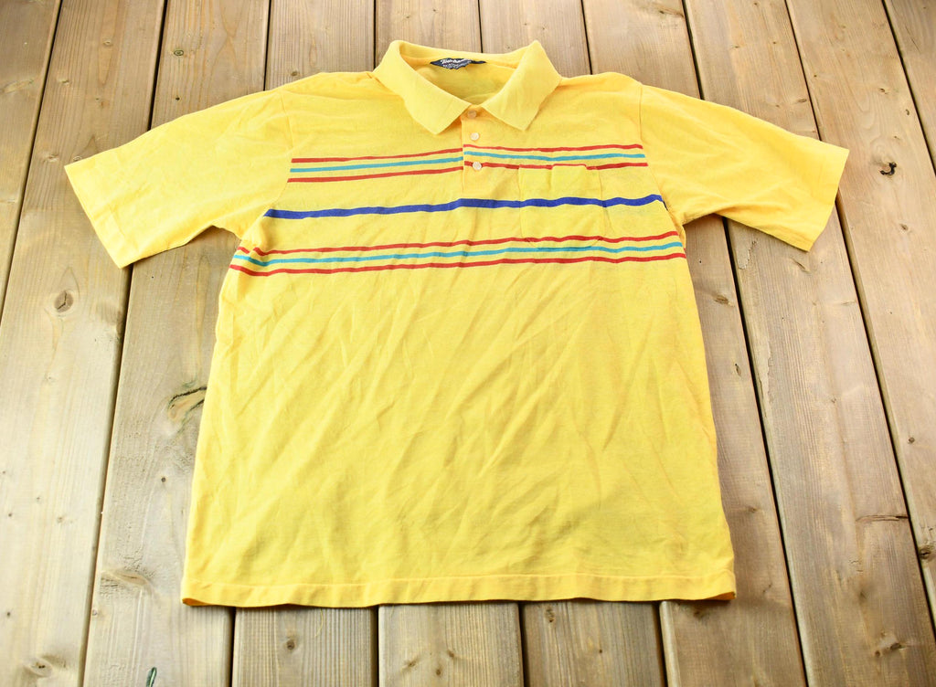 Vintage 1990s Tournament by Arrow Single Stitched Striped Golf Pocket Polo Shirt