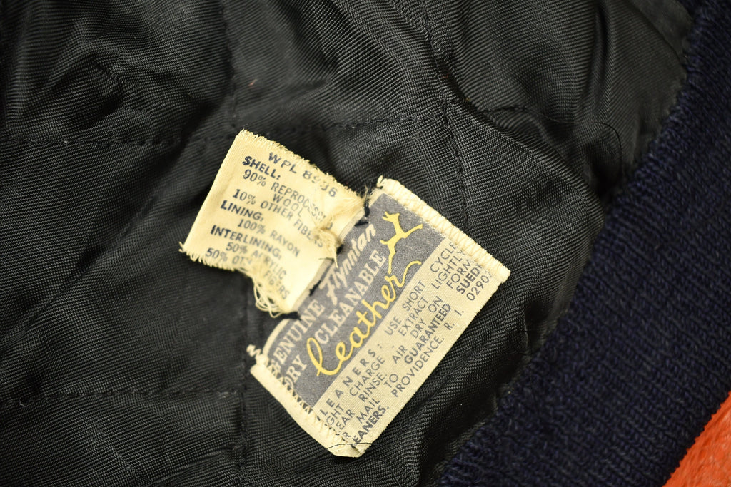 Vintage 1980s Genuine Flynntan Leather Blank Varsity Jacket