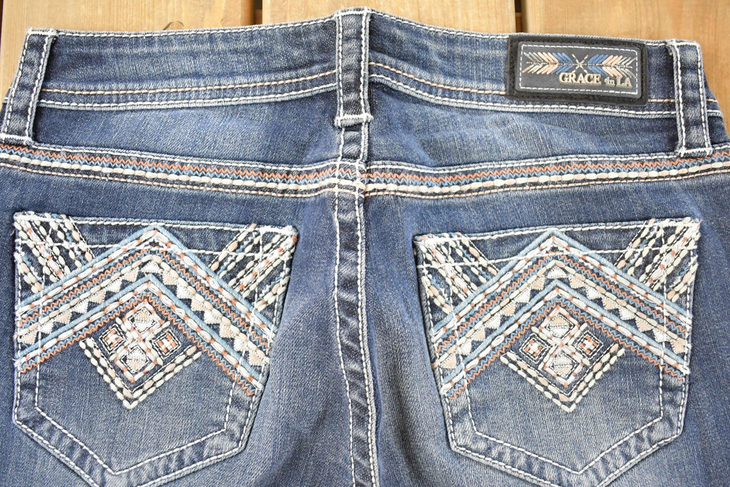 Vintage Deadstock Y2K Grace LA Bedazzled Low Rise Jeans Women's Size 27x32
