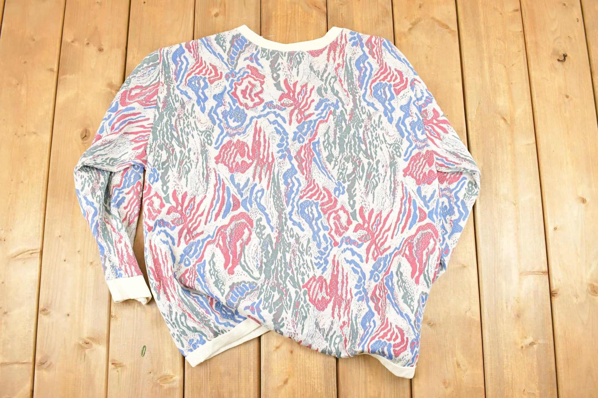 Vintage 1990s AOP Floral Knit Crewneck Sweater Women's L /