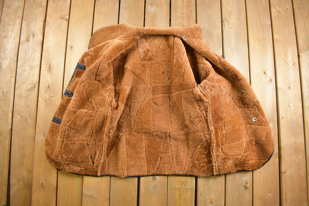 Vintage 1980s Fur Lined Patchwork Leather Jacket