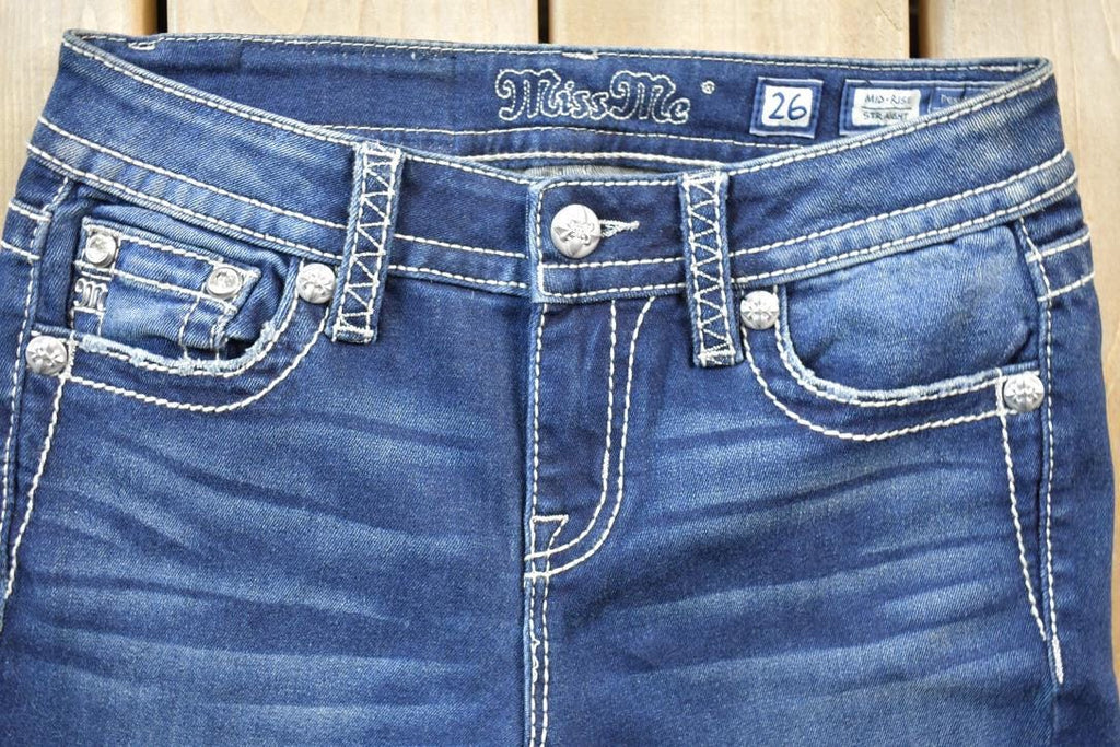 Vintage Y2K Miss Me Bedazzled Low Rise Jeans Size 26x32