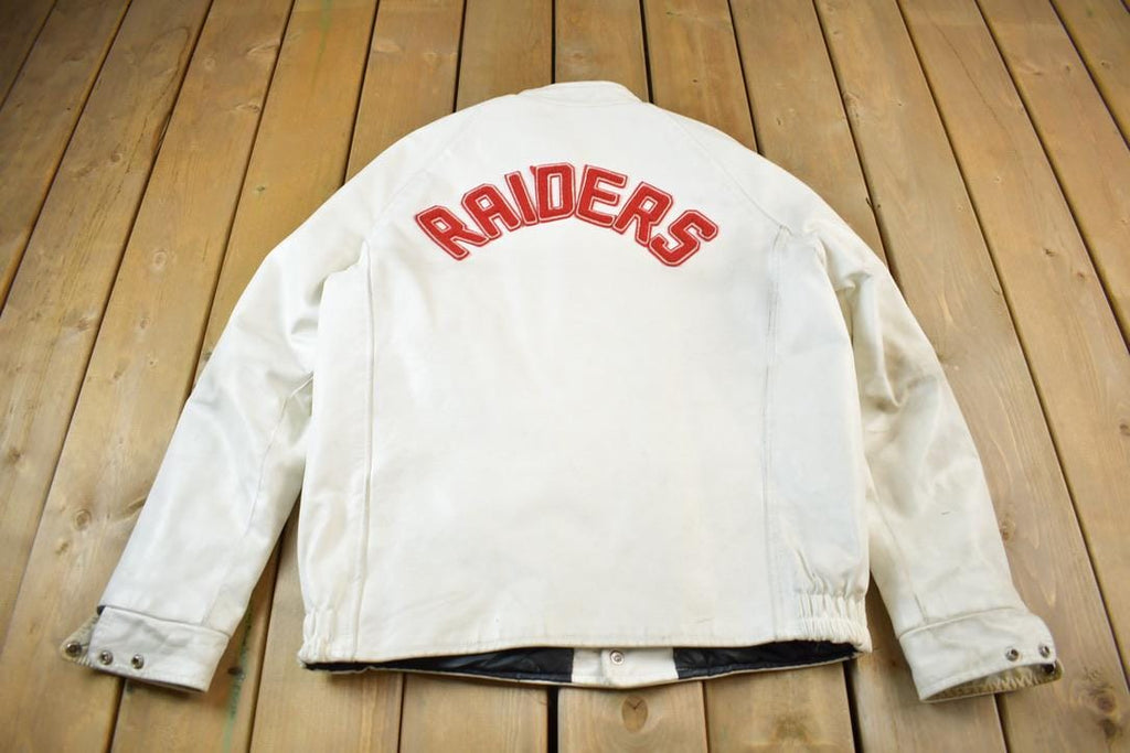 Vintage 1977 A&S Raiders Leather Varsity Jacket Made In Canada Size 44