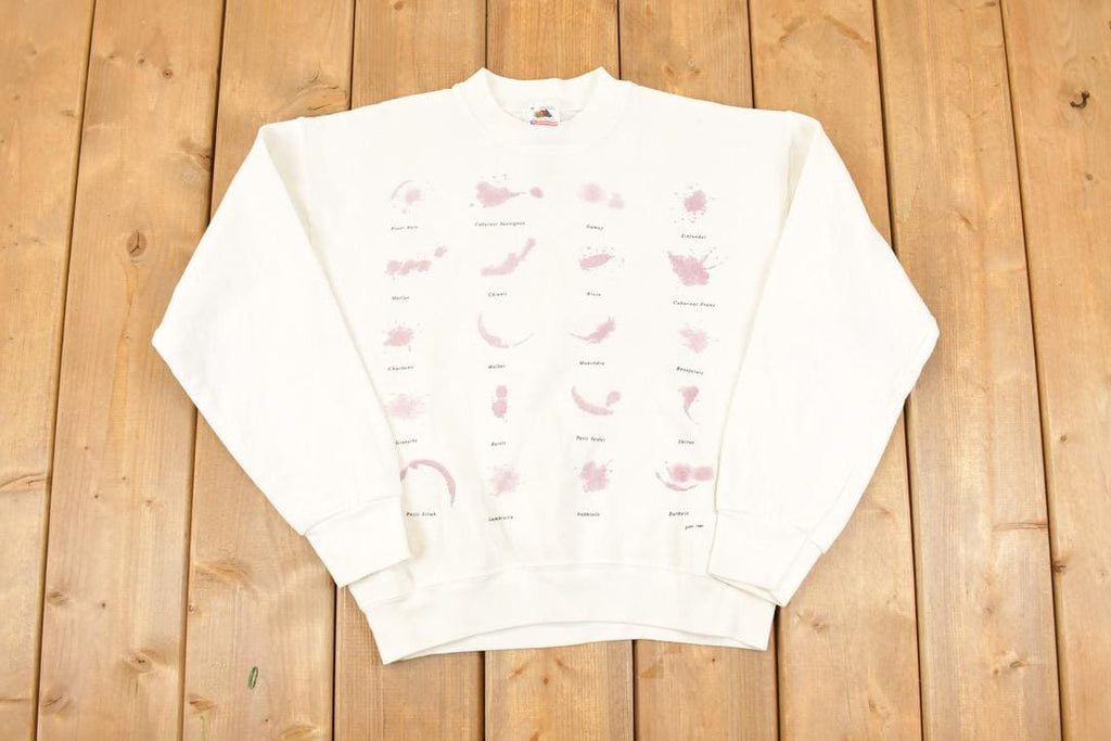 Vintage 1994 Artsy Wine Stain Graphic Print Crewneck Sweatshirt Women's M