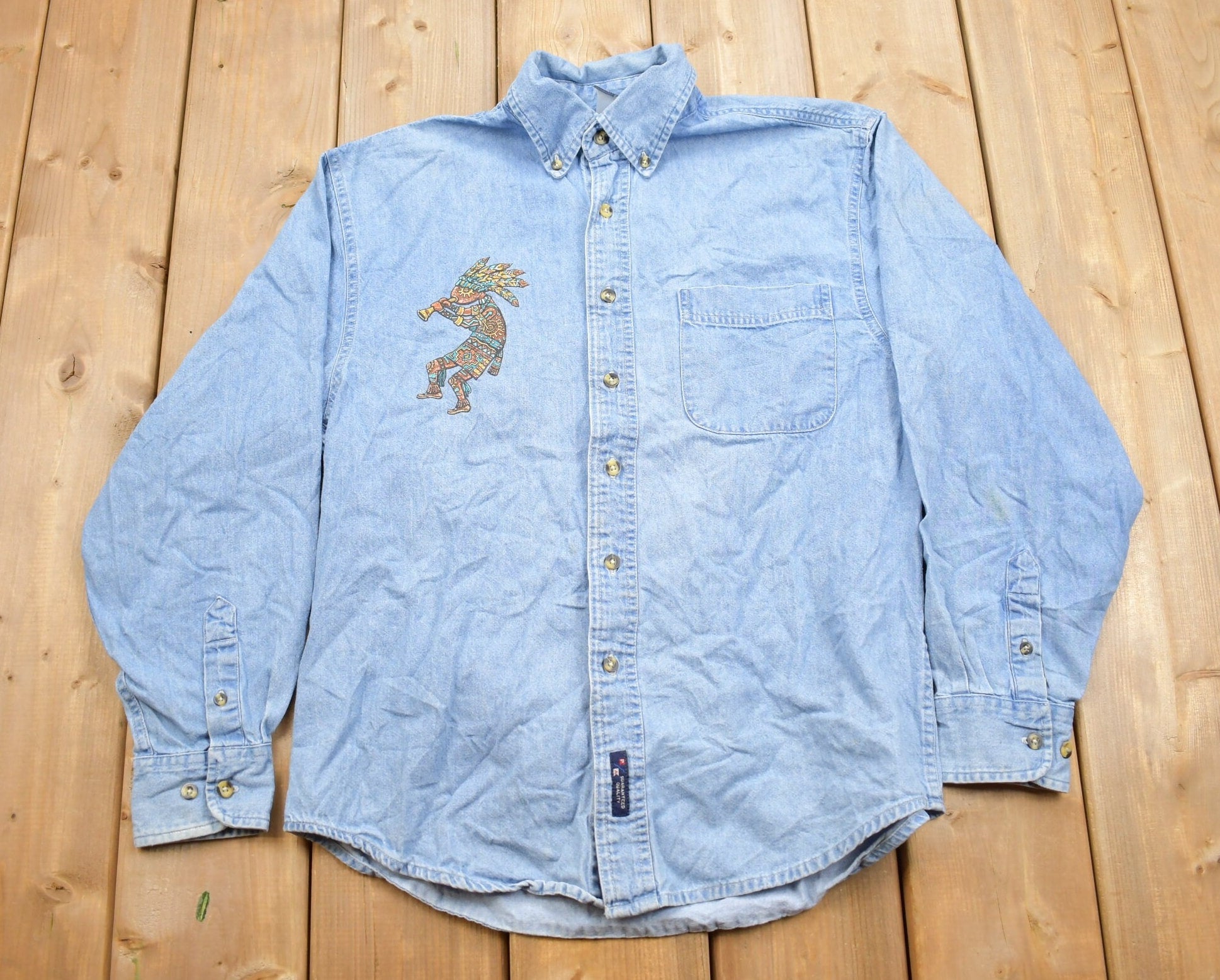 Vintage 1990s Port Embroidered Utah Denim Button Up Shirt