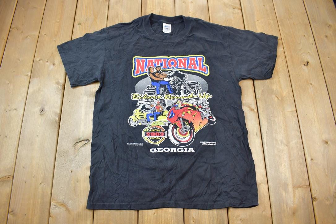 Vintage 2003 National Bikers round Up Atlanta Georgia Graphic T Shirt