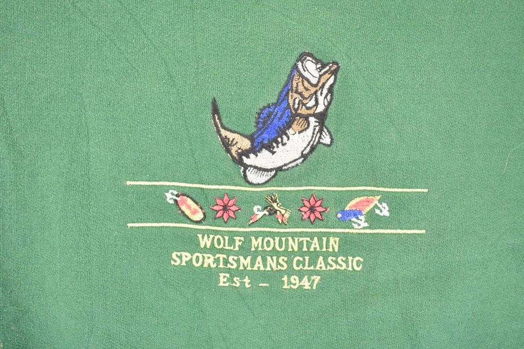 Vintage 1990s Wolf Mountain Sportsman's Classic Embroidered Crewneck Sweatshirt Men's L