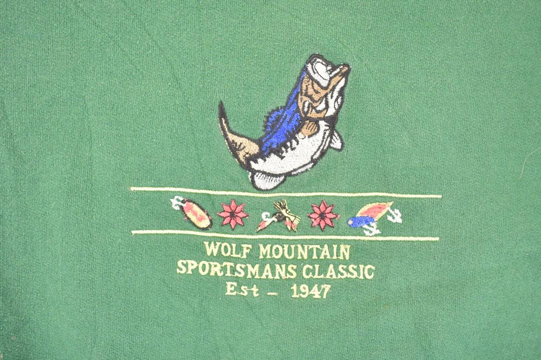 Vintage 1990s Wolf Mountain Sportsman's Classic Embroidered Crewneck Sweatshirt Men's L