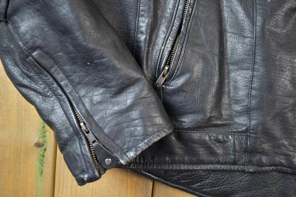Vintage 1990s Leather Motorcycle Padded Biker Jacket