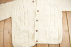 Vintage 1990s Venicia Imports 100% Wool Cable Knit Cardigan Sweater