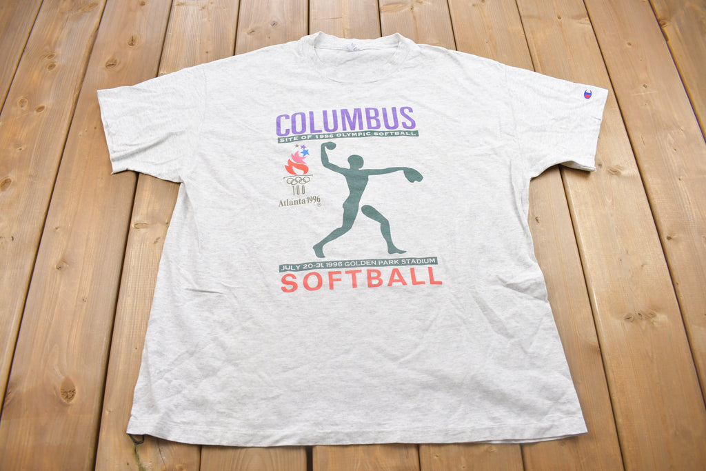 Vintage 1996 Champion Atlanta Olympics Softball Graphic T Shirt