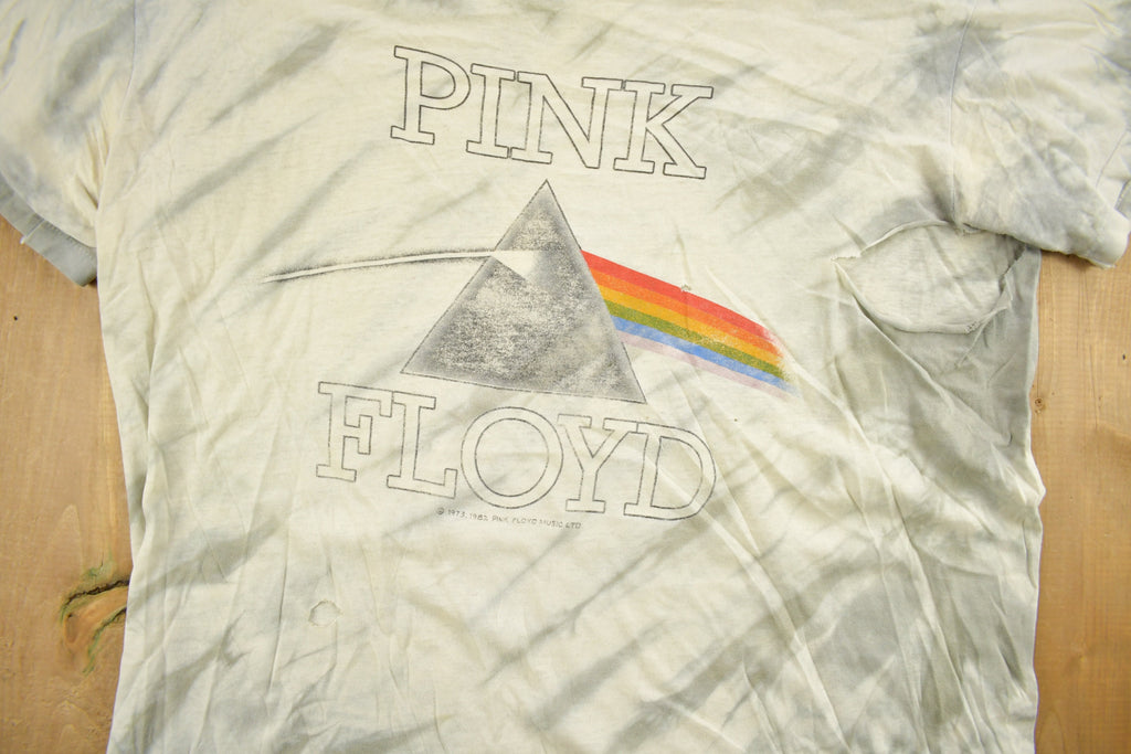 Vintage 1982 Pink Floyd Dark Side Of The Moon Tie Dye Thrashed Band T-Shirt