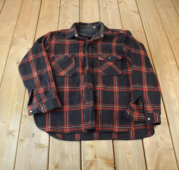 Vintage 1980s Plaid Blank Button Up Shirt
