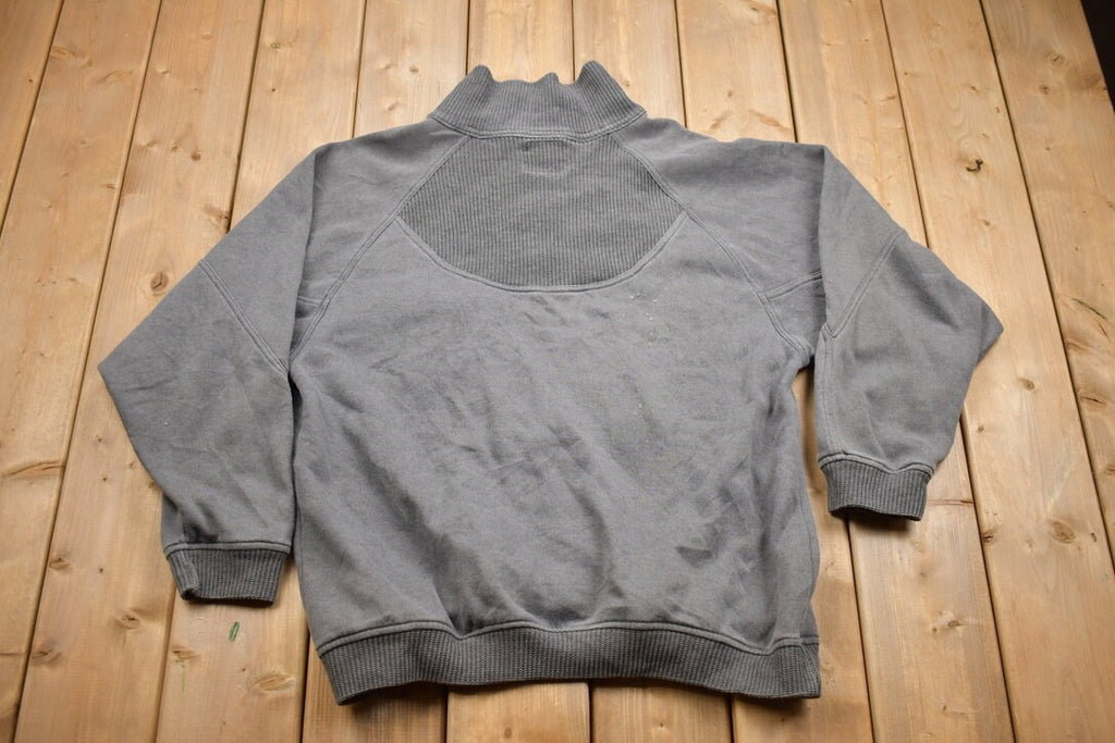 Vintage 1990s Greenline Grey Blank Quarter Zip Sweatshirt