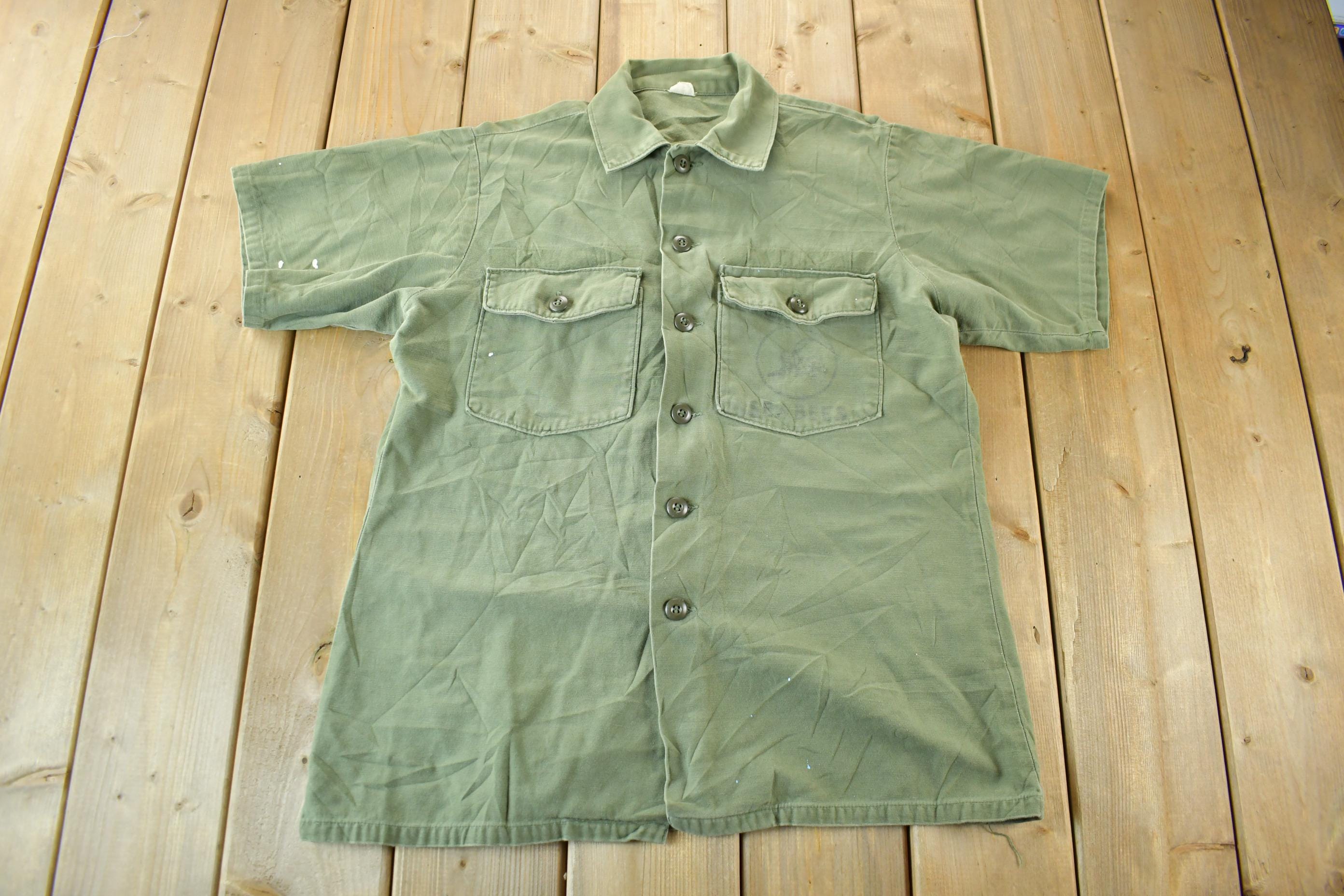 Vintage Navy Seabees Military Button Up Shirt