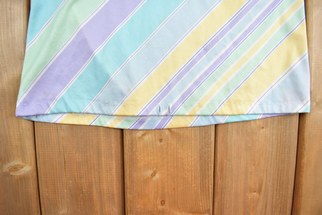 Vintage 1990s Diagonal Stripe Collar Sleeveless T-Shirt