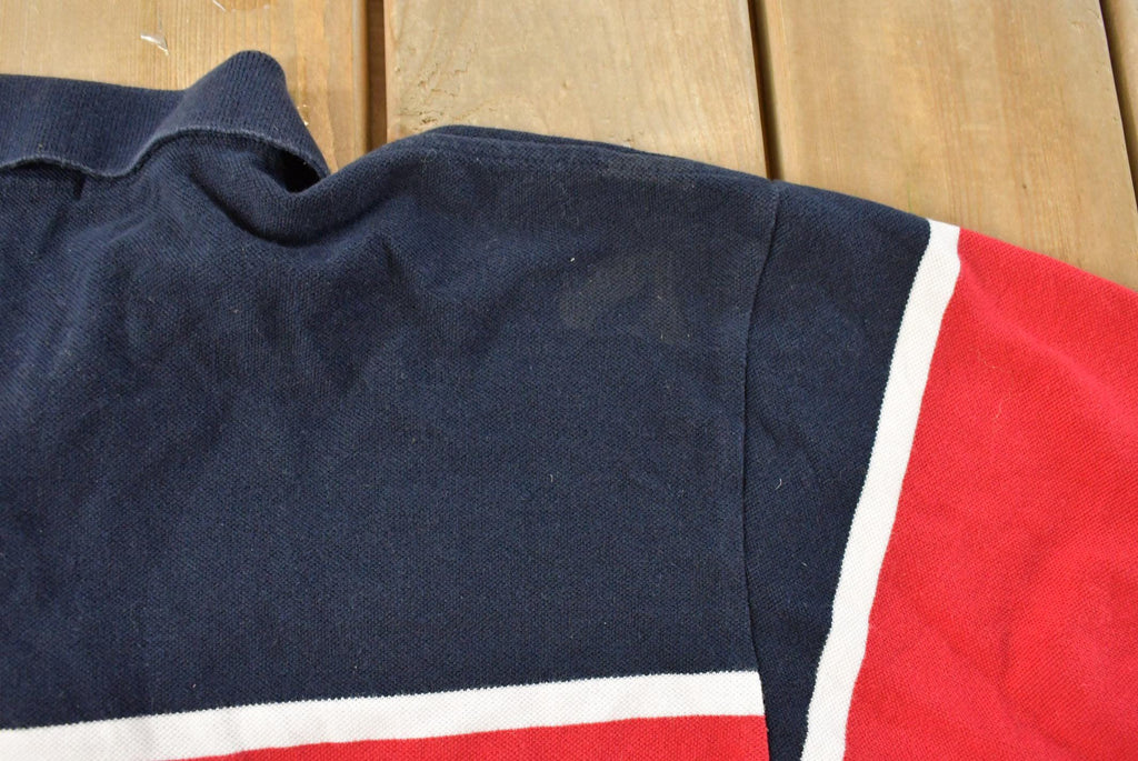Vintage 1990s Nautica Striped Polo Shirt Men's Large / 90s Polo Shirt / Souvenir / Athleisure / Streetwear / Preppy / Nautical Sailing