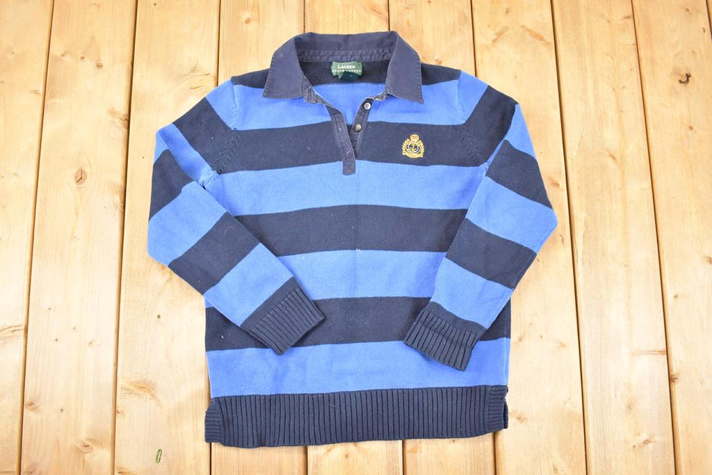 Vintage 1990s Ralph Lauren Quarter Button Knit Crewneck Sweater Men's S