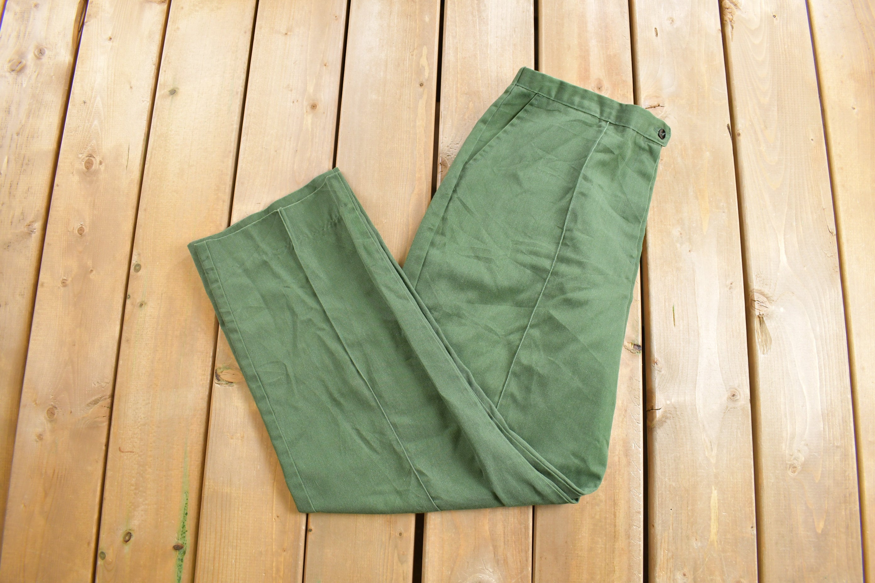 Vintage 1970s Military Style Pleated Trousers Size 30 - 34 x 29