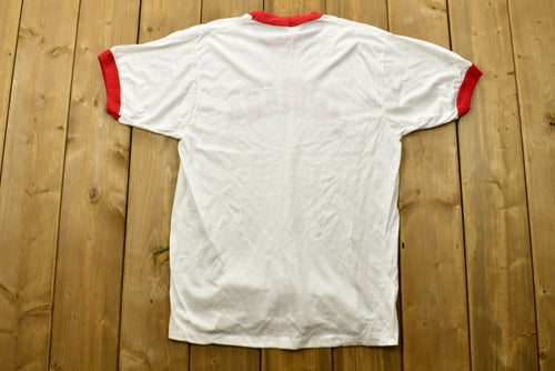 Vintage 1980s University Of Indiana Hoosiers Ringer T-Shirt / Single Stitch / NCAA Tee / Americana / Sportswear / Athleisure