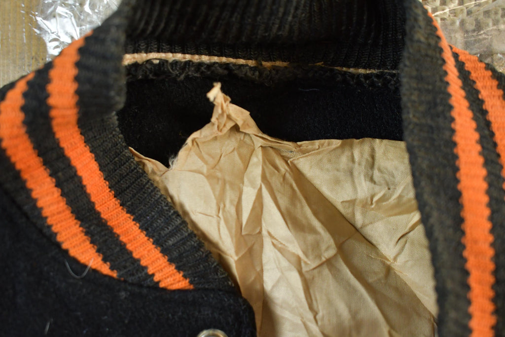 Vintage 1960s Wool Varsity Jacket: Leather Sleeves, Men's Medium