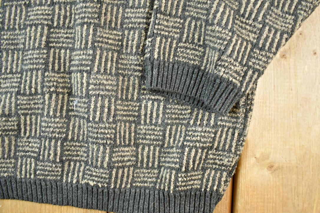Vintage 1990s TT Quarter Button Knit Abstract Pattern Crewneck Sweater
