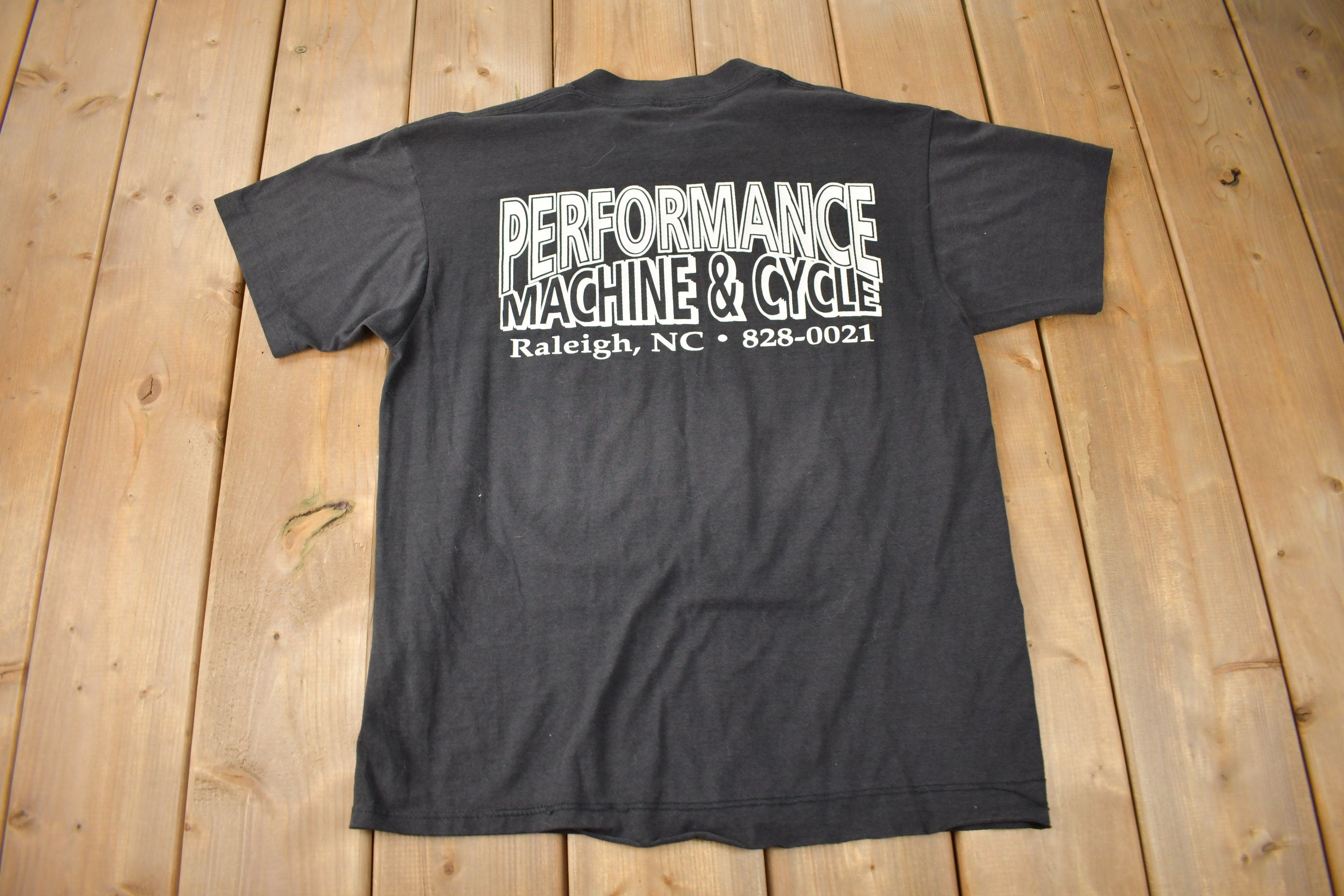 Vintage 1990s Harley Davidson Motorcycles Haleigh NC Single Stitch Graphic T-Shirt Made In USA