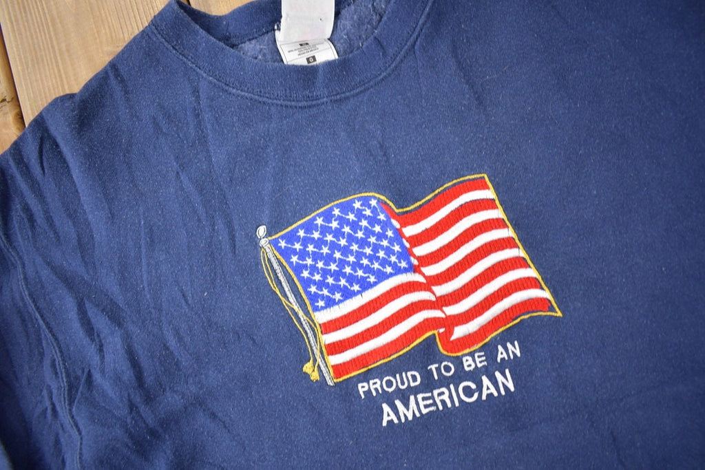 Vintage 1990s Proud to Be An American Embroidered Crewneck Sweatshirt Size Large