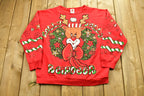 Vintage 90's Christmas Reindeer Graphic Crewneck Sweater , Made In USA , Winter Wear , Festive Graphic Print , Holiday Time