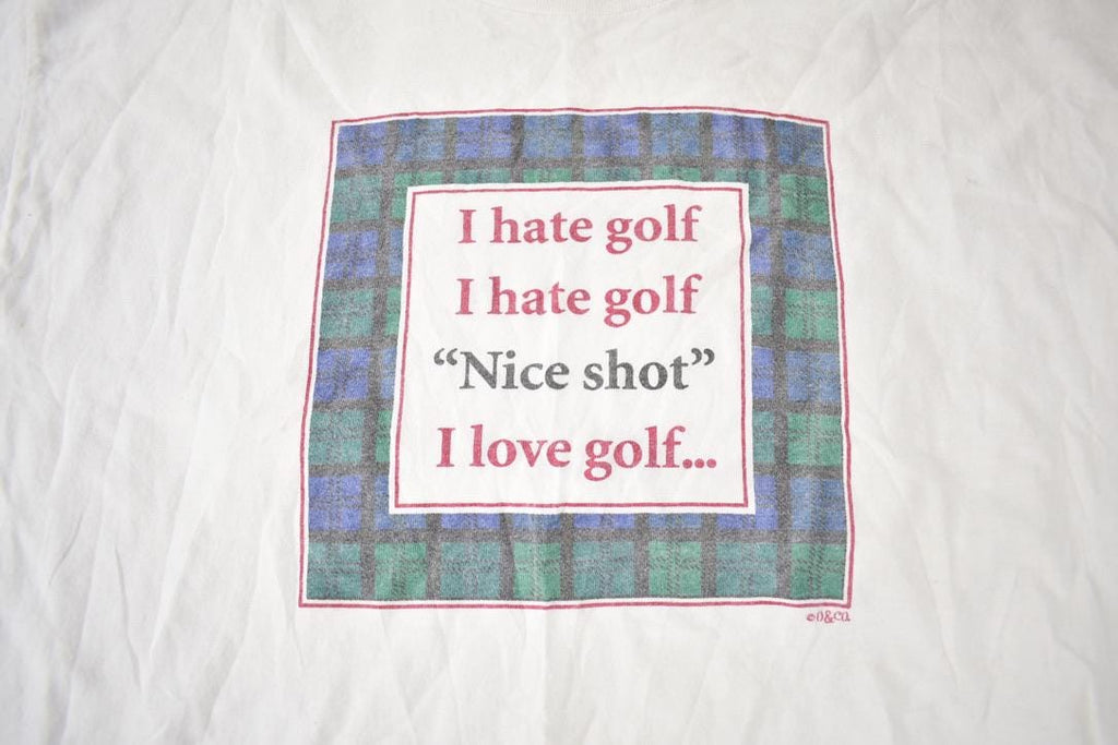 Vintage 1990s I Hate Golf I Love Golf Graphic T Shirt Made In USA