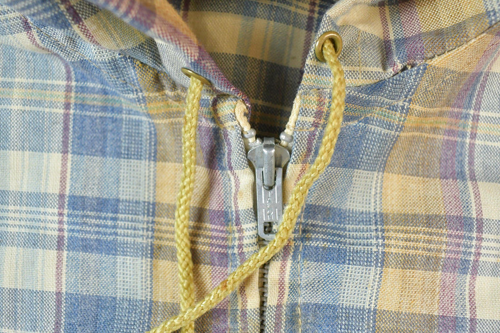 Vintage 1990s Plaid Light Hooded Zip Up Jacket