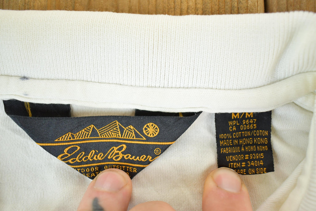Vintage 1990s Eddie Bauer Quarter Button polo Mens S  Vintage Striped Polo Style Quarter Button  Rare Destination Tee  Summer Shirt