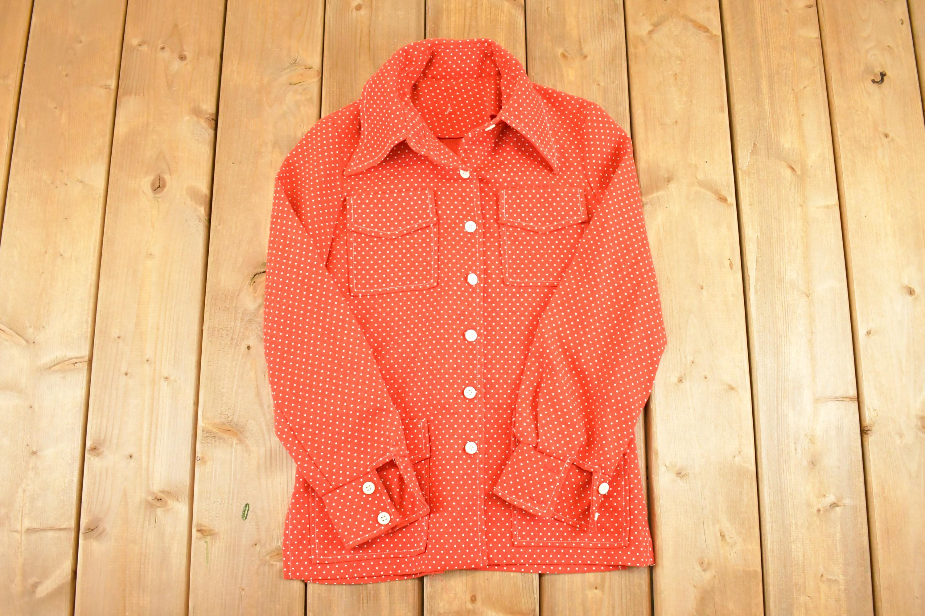 Vintage 1960s Polka Dot Button Up Shirt Men's S /