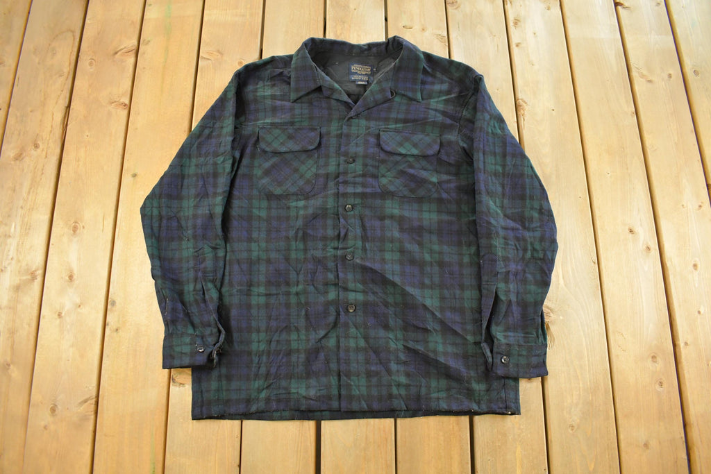 Vintage 1990s Pendleton Wool Flannel Button Up Board Shirt Men's XL