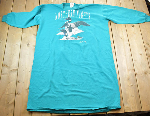 Vintage 1990s Northern Nights Middle Falls Canada Extra Long Crewneck Sweatshirt / 90s Crewneck / Souvenir Sweater / Streetwear / Lights