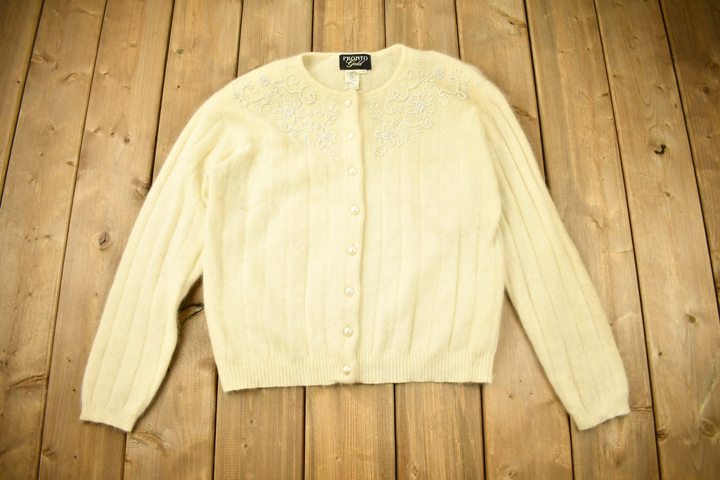 Vintage 1980s Pronto Gold Lambs Wool Blend Cardigan Sweater