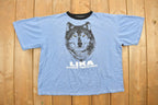 Vintage 1990s Wolf Lika Ponos Hrvatske Theme Graphic T-Shirt