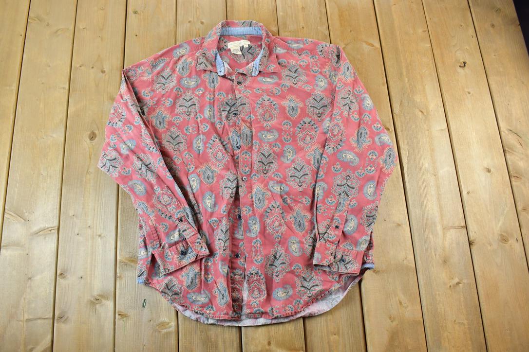 Vintage 1990s The Territory Ahead Paisley Button Up Shirt  Vintage Flannel  Plaid Button Up  Cowboy Shirt  Preppy Button Up