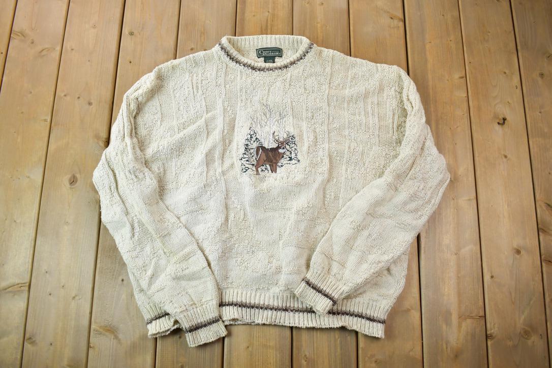 Vintage 1990s Croft & Barrow Big Buck Deer Knit Crewneck