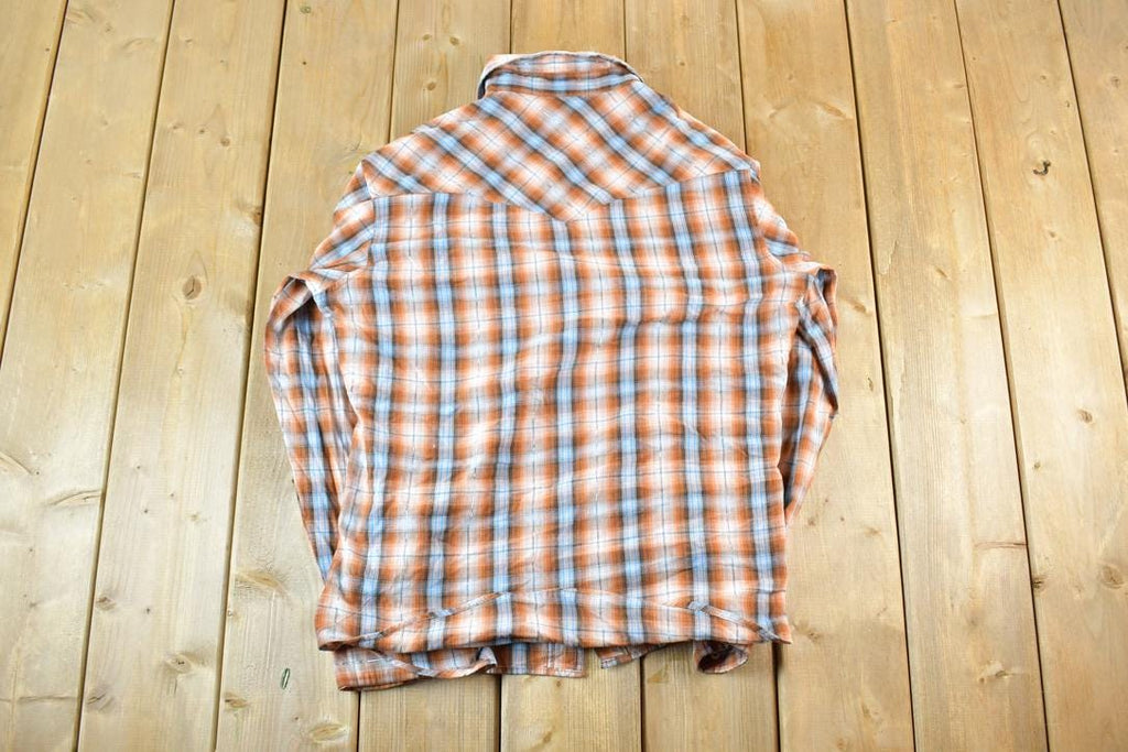 Vintage 1990s Wrangler Western Style Plaid Snap Button Mens M