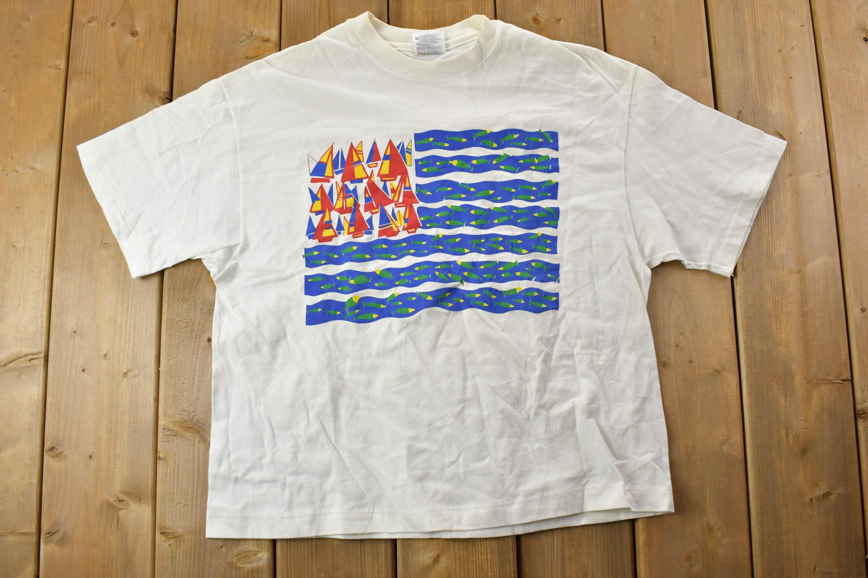 Vintage 1990s Sailboat Water Souvenir T-Shirt