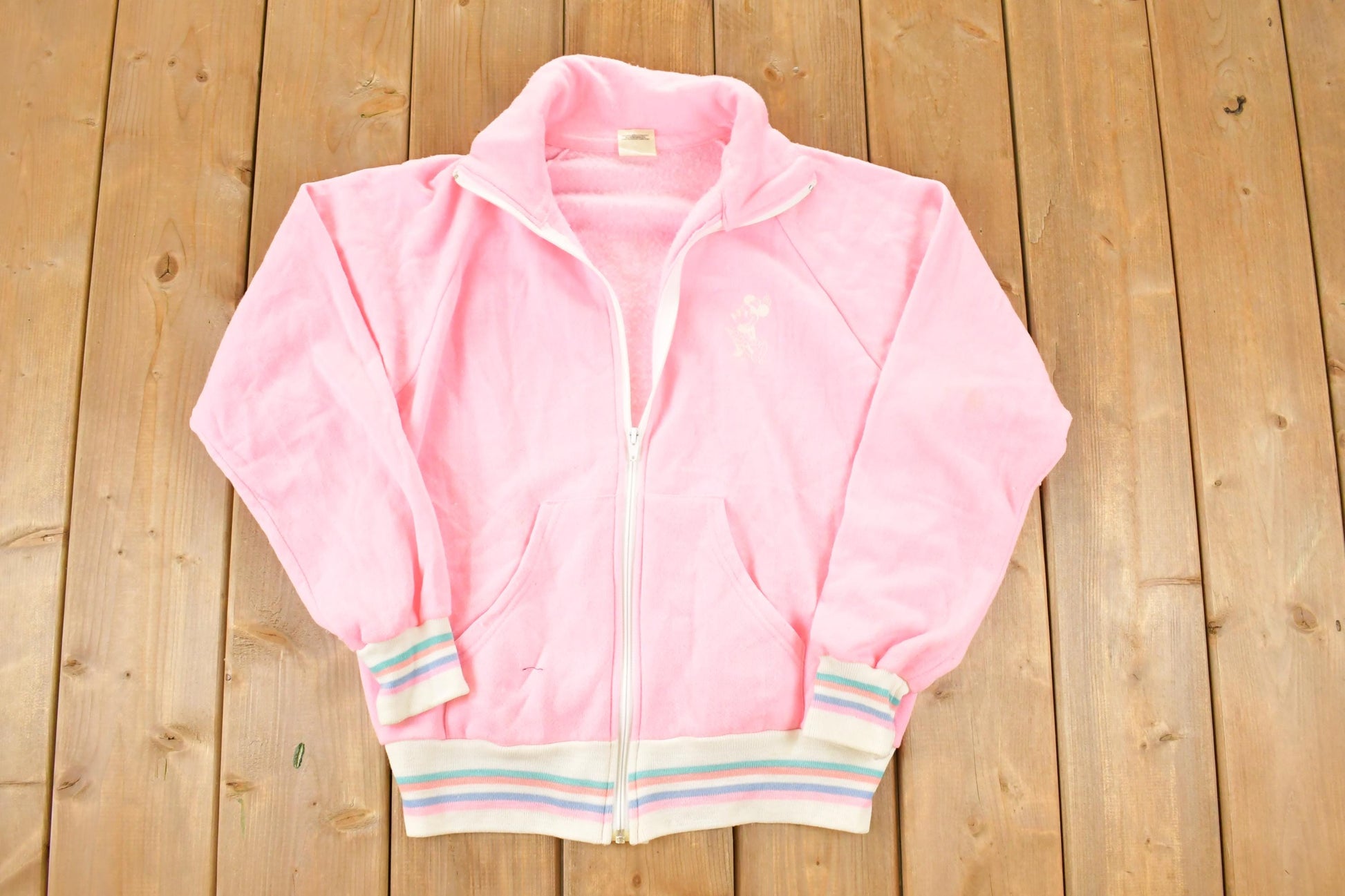 Vintage 1970s Mickey Mouse Disney Full Zip Sweater Women's L  Vintage Disney  Mickey  Graphic Print Disney Sweater