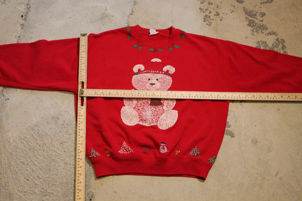 Vintage 1990s Teddy Bear Graphic Holiday Crewneck , Christmas Teddy Bear , Winter Wear , Festive Graphic Print , Made In USA