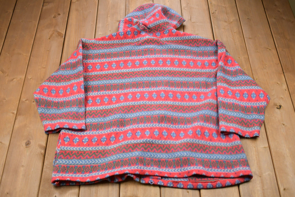 Vintage 1990s Full Zip Aztec Print Graphic Hoodie
